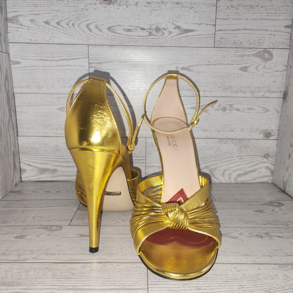 Gucci Gold High Heel Sandals